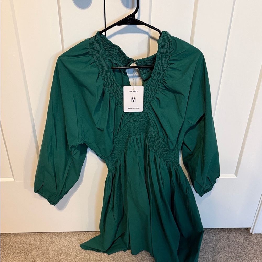 Chic Green Smocked Dress